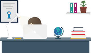Graphic: Person working at desk